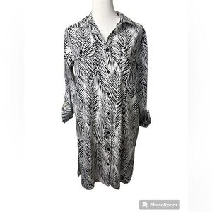 Coolibar Santorini Tunic Shirt Swimsuit Coverup UPF 50+ Black/White Print Sz XS